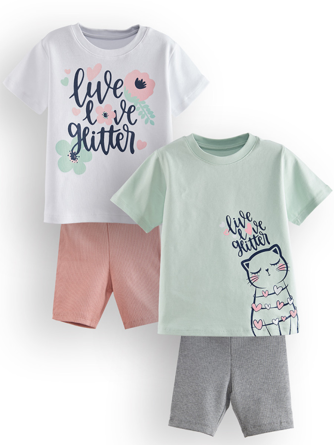 2 Pack Girl Pyjama Set Flowers - 3