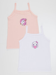 2 Pack Girls Pink&Off White Vests - 1