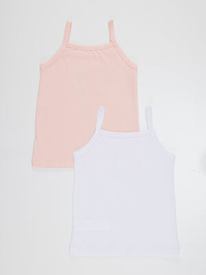 2 Pack Girls Pink&Off White Vests - 2