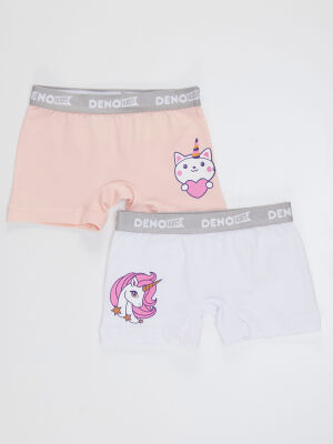 2 Pack Girls Pink&White Boxer Briefs - 1