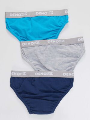 3 Pack Boys Grey&Navy&Blue Briefs - 2