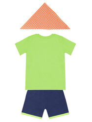 3D Yeşil Korsan Çocuk T-shirt Şort Bandana Takım - Thumbnail