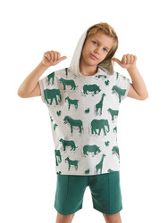 Animals Boy T-shirt&Shorts Set - Thumbnail