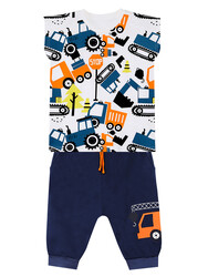 Arabalar Erkek Çocuk T-shirt Baggy Kapri Takım - Thumbnail