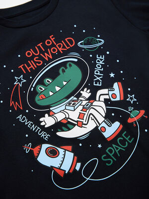Astronot Timsah Erkek Çocuk T-shirt Pantolon Takım