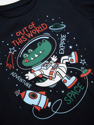 Astronot Timsah Erkek Çocuk T-shirt Pantolon Takım - 5