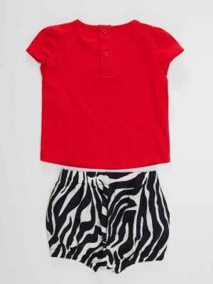 Balerin Zebra Kız Bebek T-Shirt Poplin Şort Takım - 4