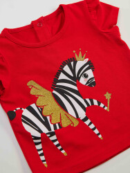 Balerin Zebra Kız Bebek T-Shirt Poplin Şort Takım - 5