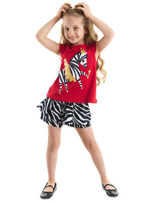 Balerin Zebra Kız Çocuk T-Shirt Şort Takım