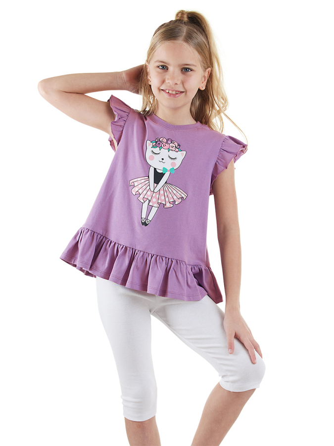 Ballerina Cat Girl T-shirt Leggings Set - 1