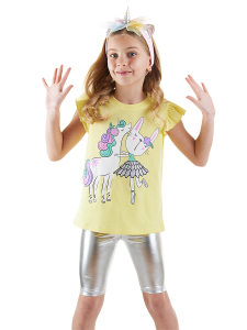 Ballerina Unicorn T-shirt&Metallic Leggings Set - 1