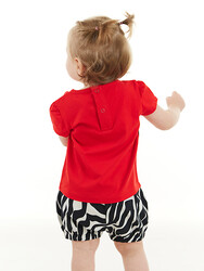 Ballerina Zebra Baby Girl T-shirt&Poplin Shorts Set - Thumbnail