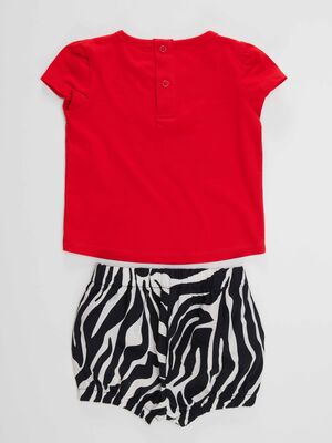 Ballerina Zebra Baby Girl T-shirt&Poplin Shorts Set