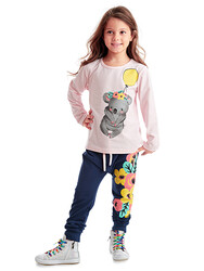 Balonlu Koala Kız Çocuk T-shirt Pantolon Takım - Thumbnail