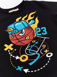 Basket Topu Erkek Çocuk T-shirt Kapri Şort Takım - Thumbnail