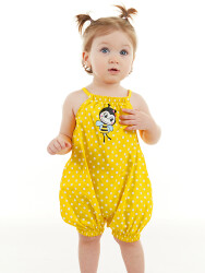 Bee Baby Girl Poplin Yellow Romper - 1