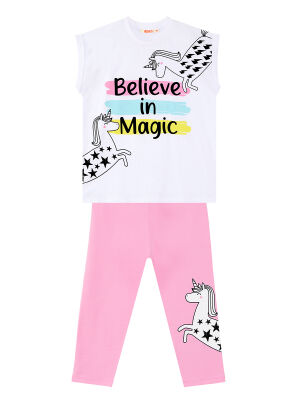 Believe in Magic Kız Çocuk Yazlık T-Shirt Tayt Takım - 2