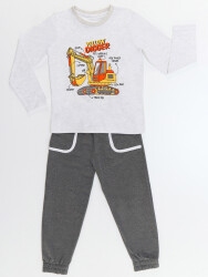 Big Digger Boy Grey T-shirt&Pants Set - 3