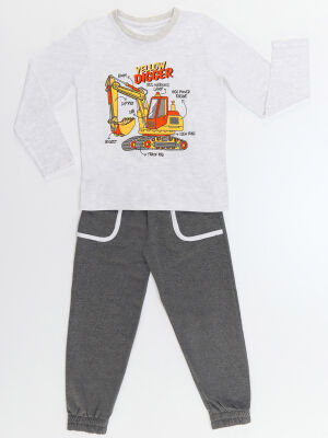 Big Digger Boy Grey T-shirt&Pants Set - 3