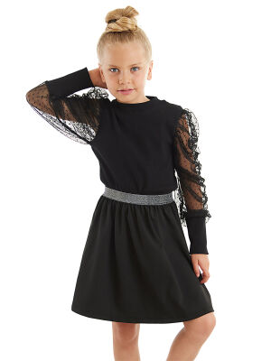 Black Tulle Girl Blouse&Skirt Set - 1