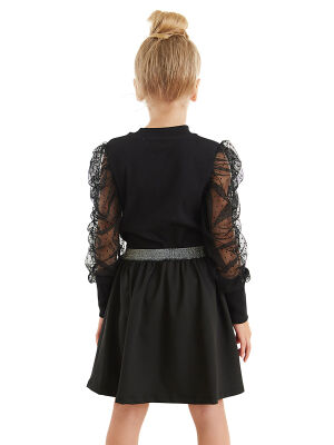 Black Tulle Girl Blouse&Skirt Set - 2