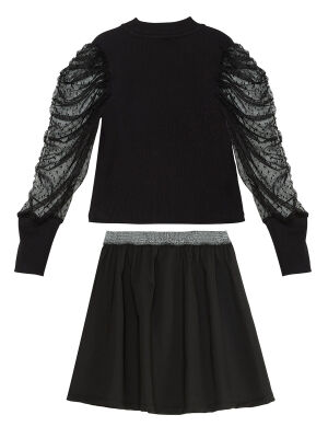 Black Tulle Girl Blouse&Skirt Set - 4