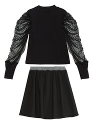 Black Tulle Girl Blouse&Skirt Set - Thumbnail