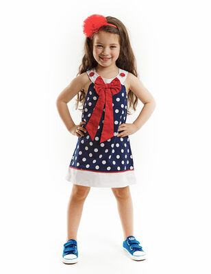 Blue Navy Spotty Dress - 1