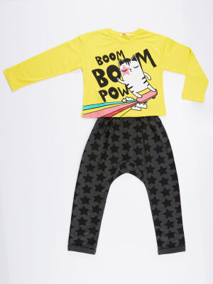 Boom Boom Cat Kız Çocuk T-shirt Pantolon Takım - 3