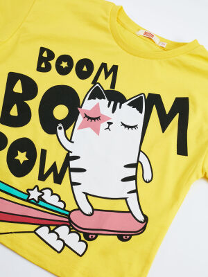 Boom Boom Cat Kız Çocuk T-shirt Pantolon Takım - 5