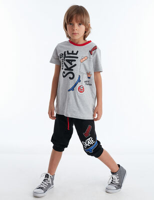 Born to Skate Erkek Çocuk T-shirt Kapri Şort Takım