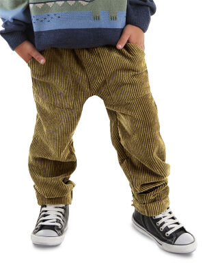 Boy Khaki Velvet Pants - 1