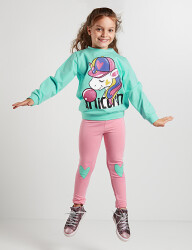 Bubble Unicorn Kız Çocuk Sweatshirt Tayt Takım - 1