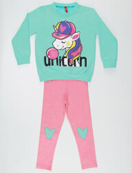 Bubble Unicorn Kız Çocuk Sweatshirt Tayt Takım - 3