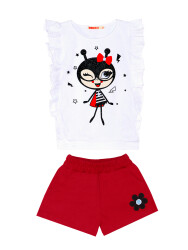 Bug Love Fırfırlı Kız Çocuk Yazlık T-shirt Şort Takım - 3