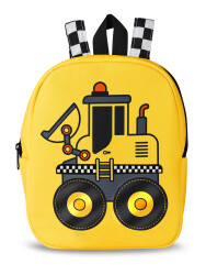 Bulldozer Boy Yellow School Backpack - 1