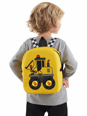 Bulldozer Boy Yellow School Backpack - 2