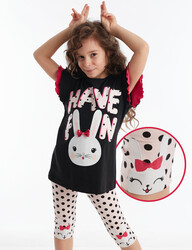 Bunny Fun Kız Çocuk T-shirt Tayt Takım - Thumbnail