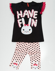 Bunny Fun Kız Çocuk T-shirt Tayt Takım - Thumbnail
