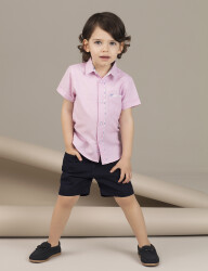 Button-Front Pink Boy Shirt - 1