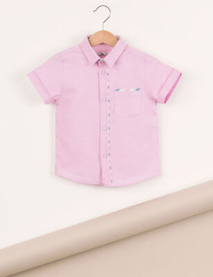 Button-Front Pink Boy Shirt - 3