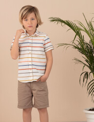 Button-Front Striped Boy Shirt - 1