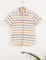 Button-Front Striped Boy Shirt - 3