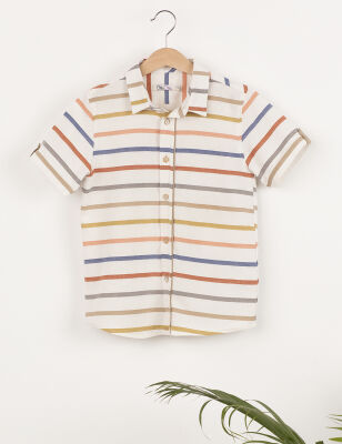 Button-Front Striped Boy Shirt - 3