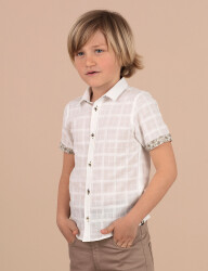 Button-Front White Boy Shirt - 1