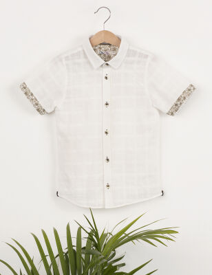 Button-Front White Boy Shirt - 3