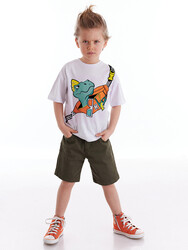 Çanta Dino Erkek Çocuk T-shirt Gabardin Şort Takım - Thumbnail