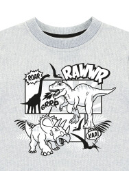 Cartoon Dino Boy Grey Sweatshirt - 5