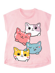 Cat Friends Girl T-shirt&Leggings Set - Thumbnail