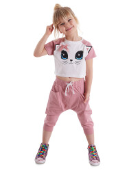 Cat Girl Crop-Top&Baggy Capri Set - 1